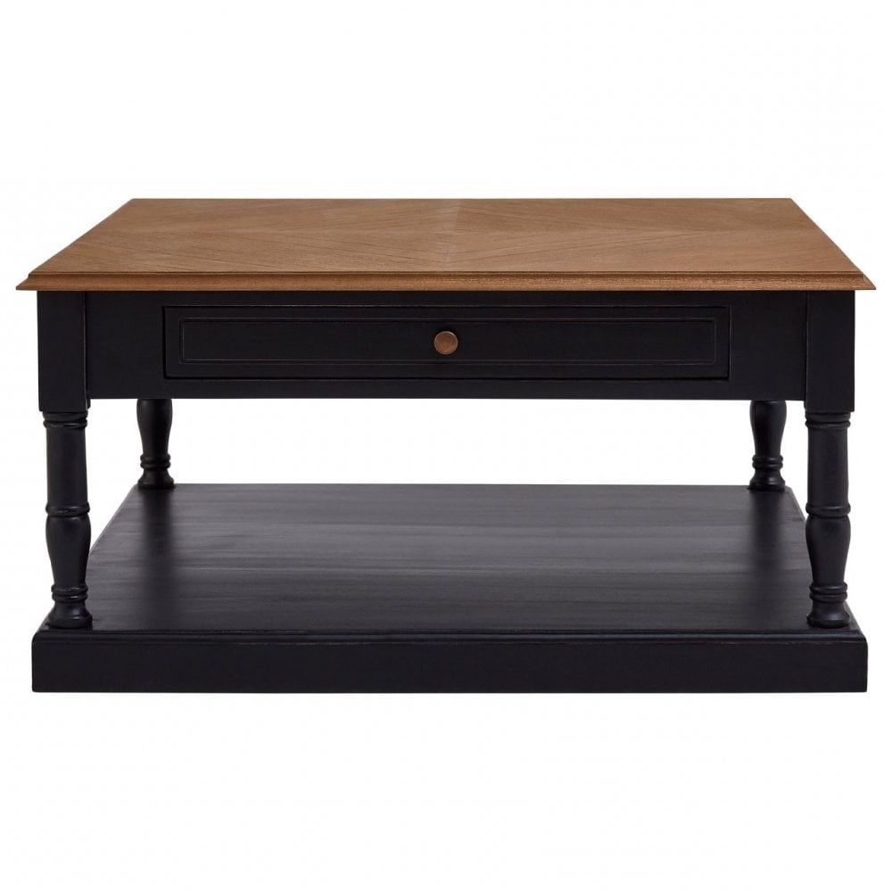 Well Known Wood Veneer Coffee Tables With Regard To Charles 1 Drawer Black Coffee Table, Bayur Wood, Mindi (View 8 of 20)