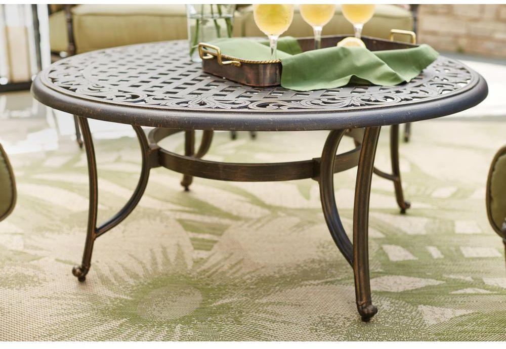 Well Liked Antique Silver Aluminum Coffee Tables In Hampton Bay Edington Patio Coffee Table 42 In.round Cast (Gallery 7 of 20)