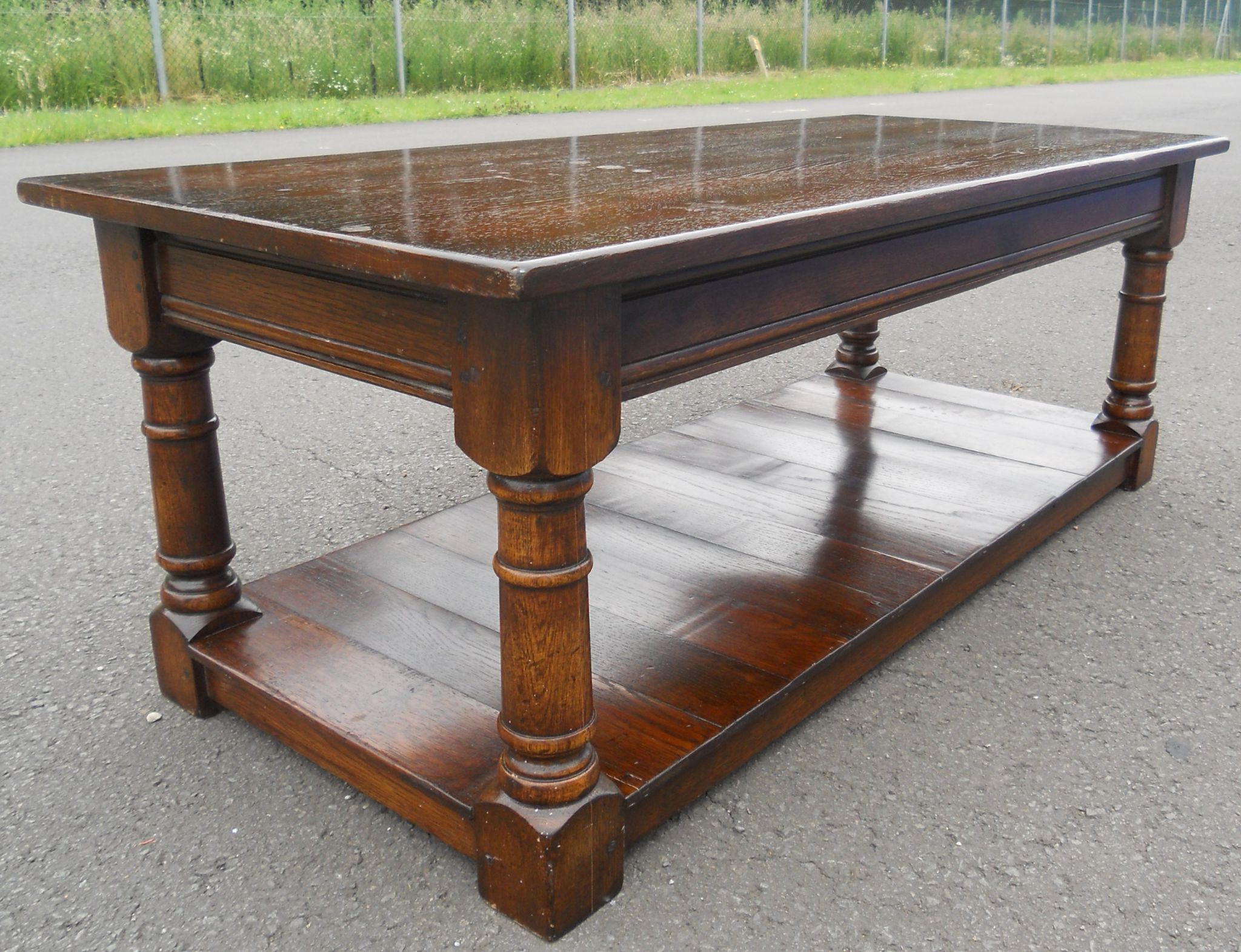 Well Liked Antique White Black Coffee Tables In Long Antique Style Oak Coffee Table (View 9 of 20)