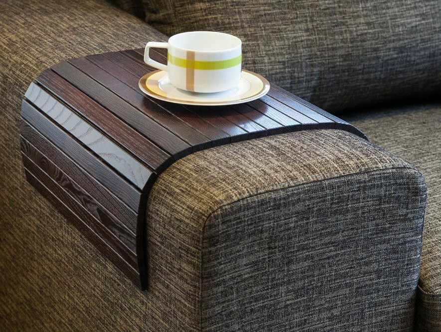 Well Liked Brown Wood And Steel Plate Coffee Tables Pertaining To Sofa Tray Table Brown, Tv Tray, Wooden Coffee Table, Lap (View 5 of 20)