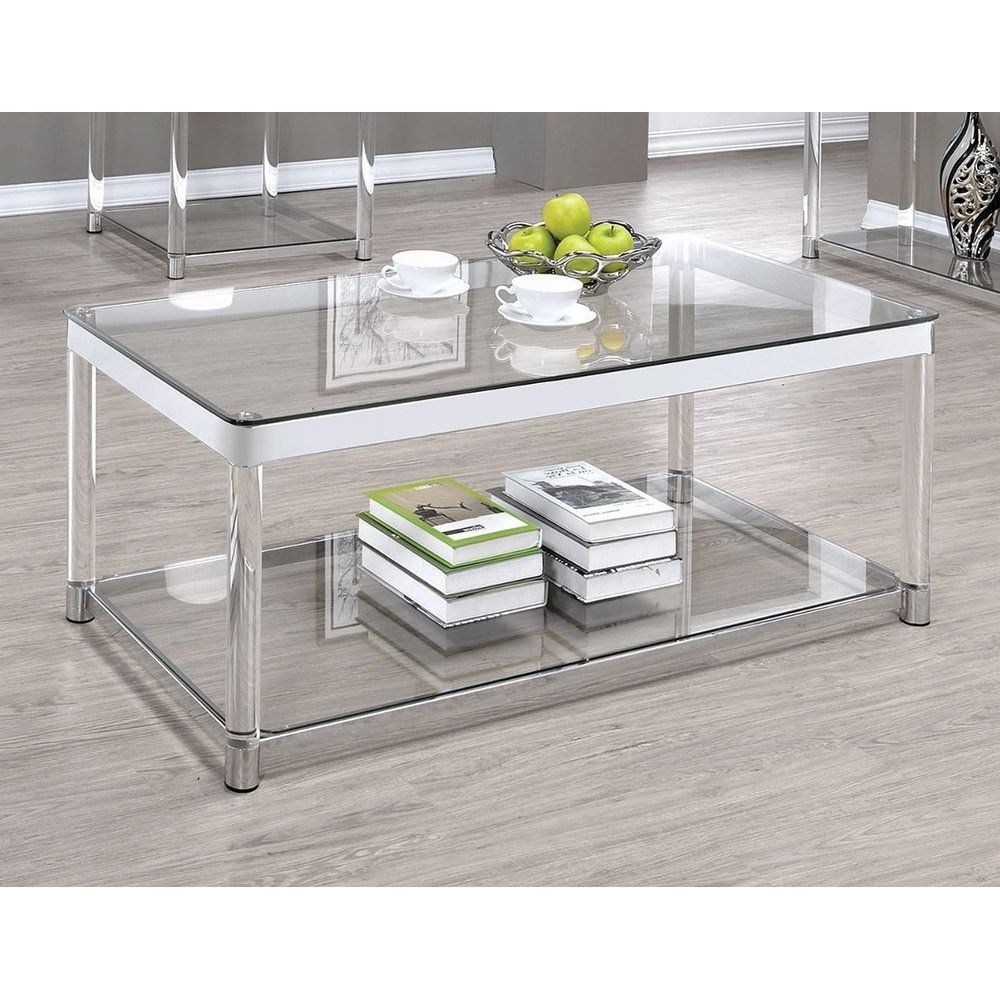 Well Liked Clear Acrylic Coffee Tables Pertaining To Vertigo Glass And Acrylic Coffee Table, Clear (Gallery 13 of 20)