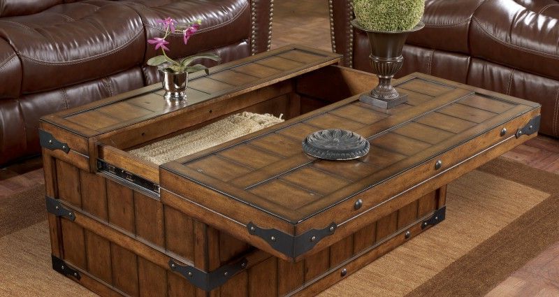 Well Liked Walnut Wood Storage Trunk Cocktail Tables Throughout Dark Wood Trunk Coffee Table – Redding Rustic Lodge Multi (View 3 of 20)