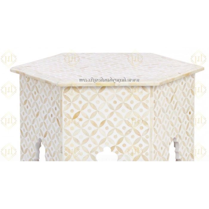Well Liked White Grained Wood Hexagonal Coffee Tables For Buy Bone Inlay Geometric Design Hexagonal Table White (Gallery 18 of 20)
