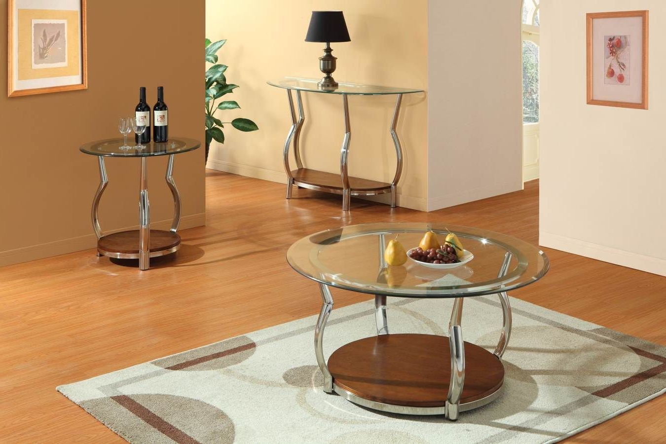 Wells Chrome Metal Brown Wood Glass Coffee Table Set In 2020 Brown Wood And Steel Plate Coffee Tables (Gallery 13 of 20)
