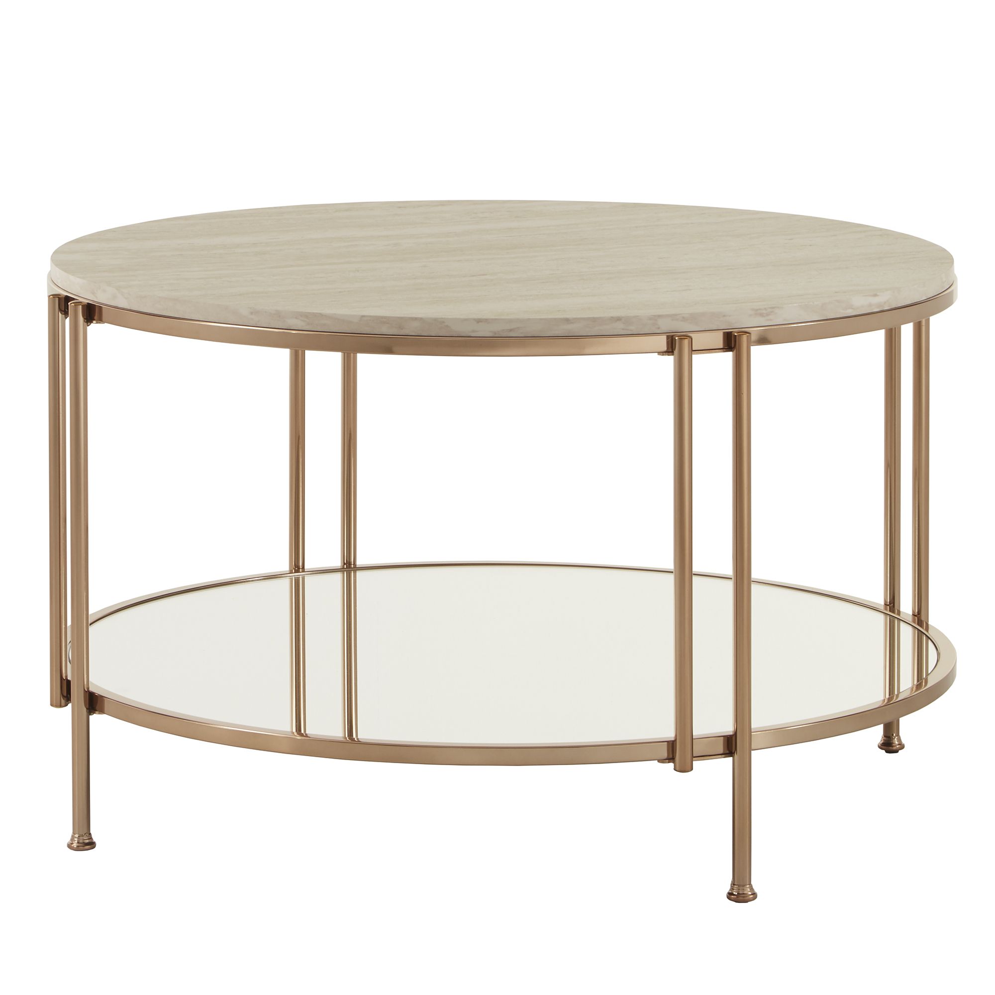 Weston Home Shaelyn Round Gold Cocktail Table With Faux In 2020 Mirrored Cocktail Tables (Gallery 2 of 20)
