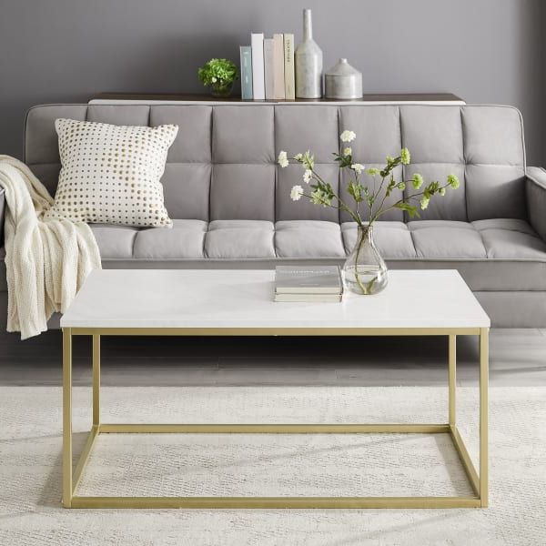 White Faux Marble & Gold Open Box Coffee Table — Pier 1 Inside Most Recently Released Faux White Marble And Metal Coffee Tables (Gallery 7 of 20)