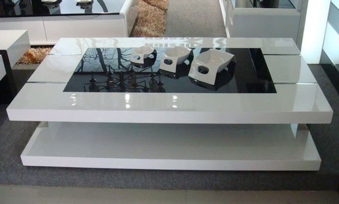White High Gloss Coffee Table With Storage Ideas Intended For Fashionable Gloss White Steel Coffee Tables (Gallery 10 of 20)