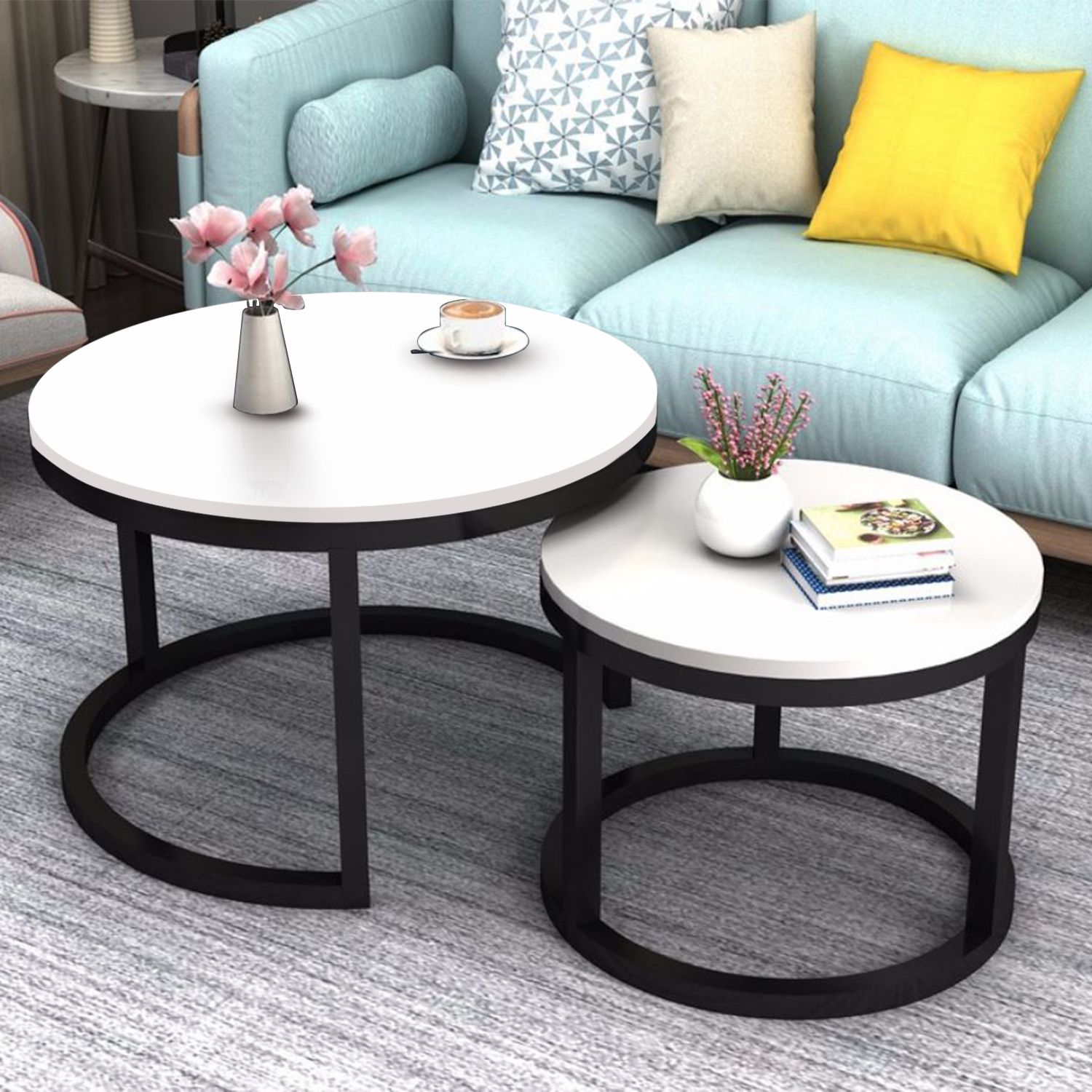 White – Twin With Regard To Newest 2 Piece Round Coffee Tables Set (View 18 of 20)
