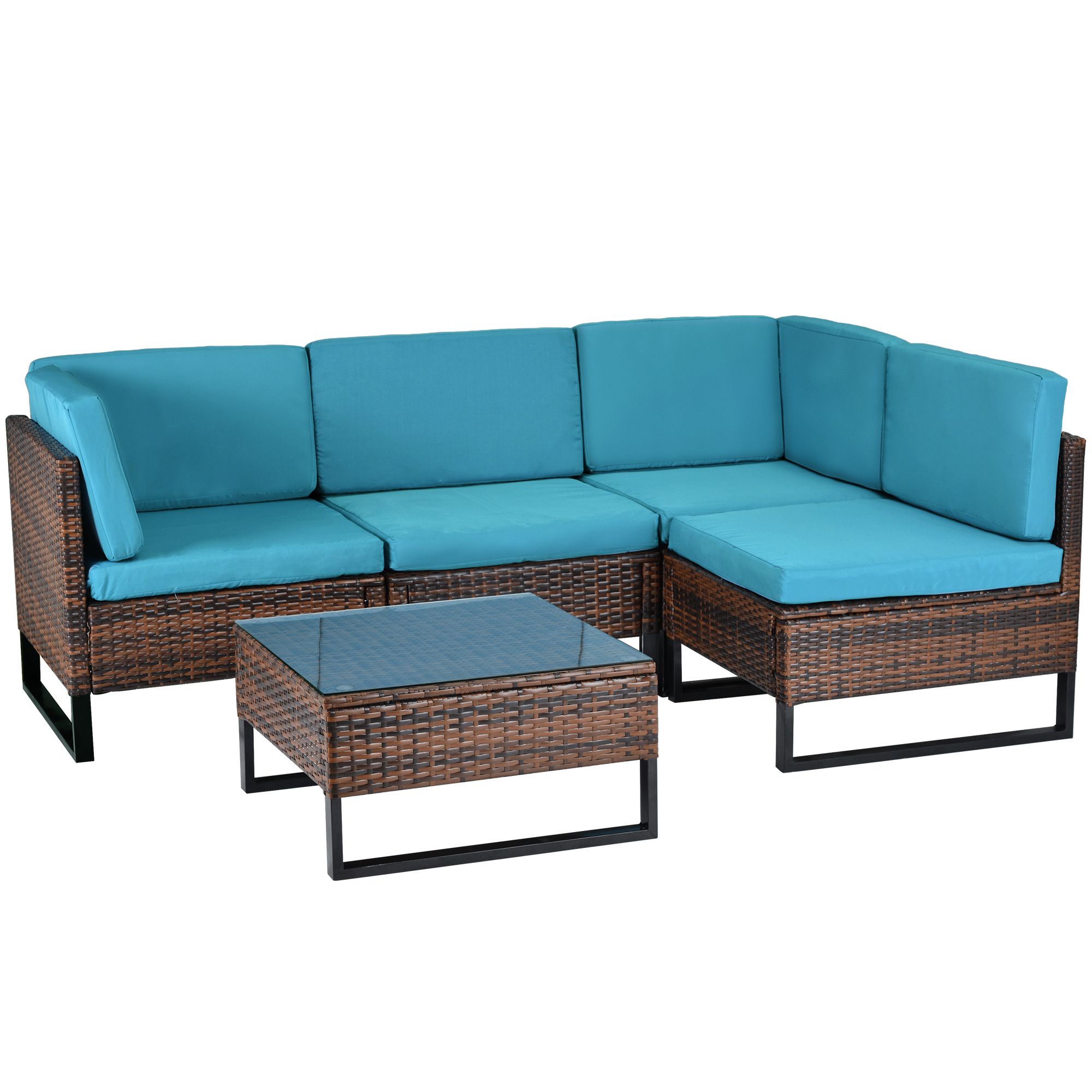 Wicker Patio Sectional Sets With Coffee Table, 2021 Regarding Widely Used 5 Piece Coffee Tables (View 15 of 21)