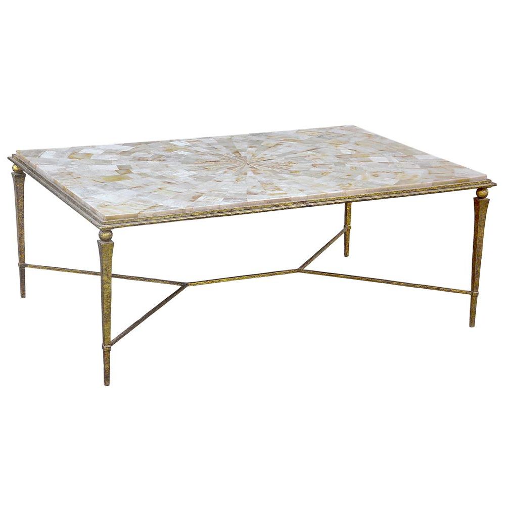 Widely Used Antique Blue Gold Coffee Tables Regarding Oly Studio Yves Shell Antique Gold Rectangular Coffee Table (Gallery 9 of 20)