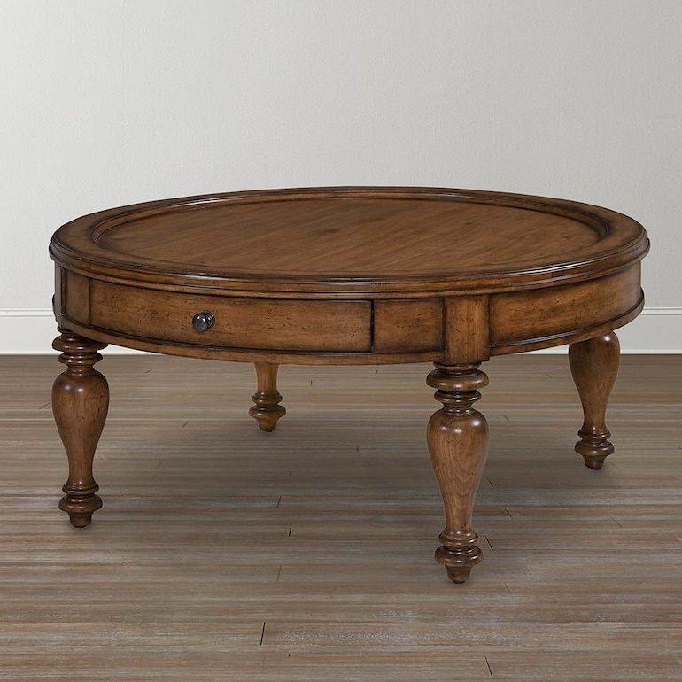 Widely Used Antique Cocktail Tables Pertaining To Bassett Furniture – Heartland Pine Round Cocktail Table (Gallery 2 of 20)