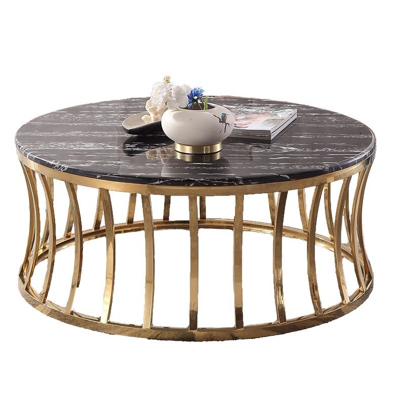 Widely Used Black And Gold Coffee Tables Pertaining To Black Marble Coffee Table With Chrome Gold Frame In Coffee (View 8 of 20)
