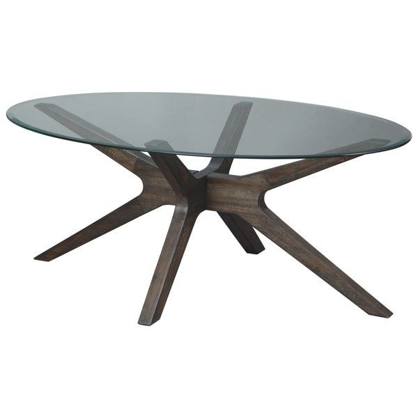 Widely Used Gray Wood Veneer Cocktail Tables In Shop Zannory Gray Oval Cocktail Table – Free Shipping (View 12 of 20)