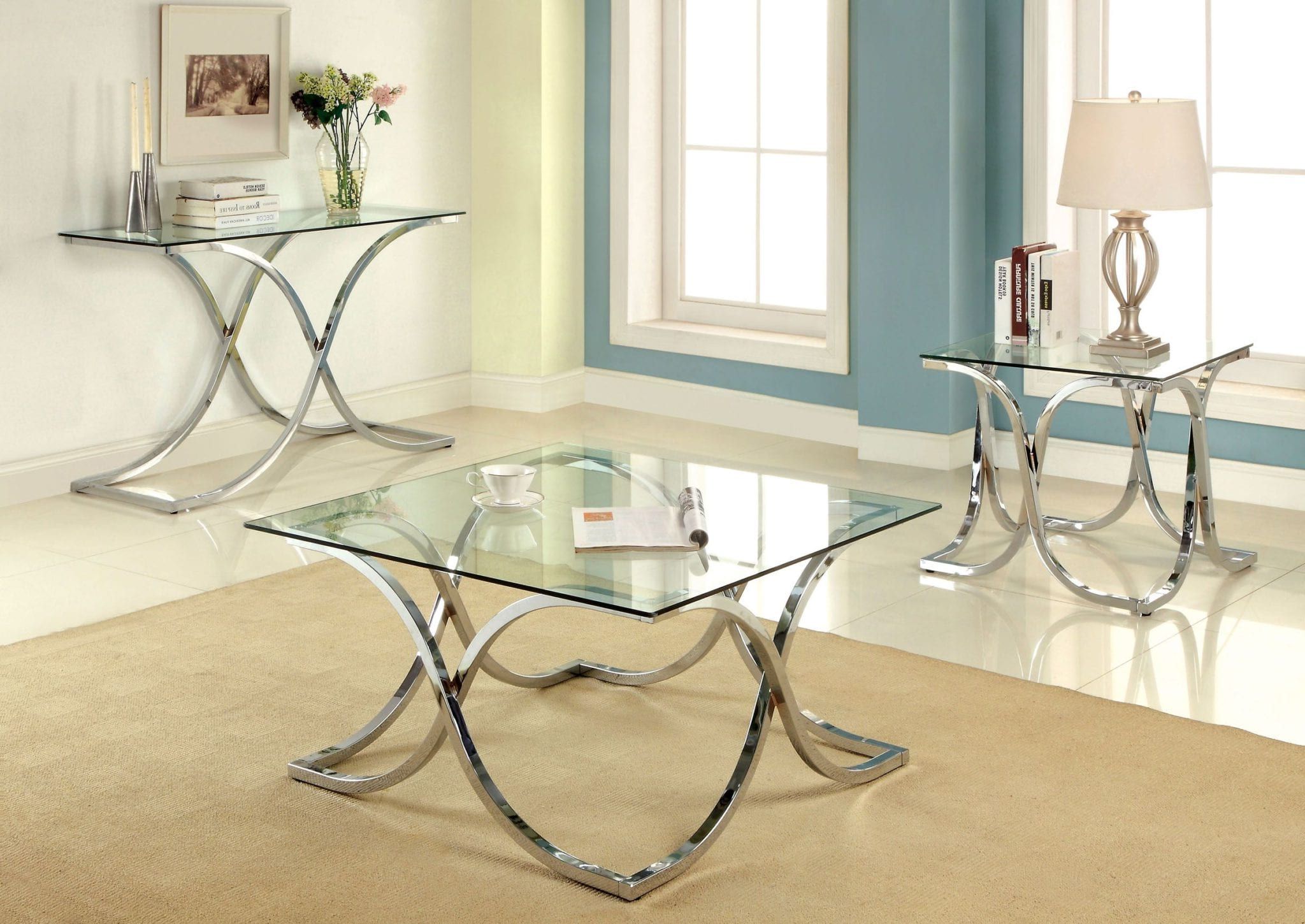 Widely Used Mirrored And Chrome Modern Cocktail Tables Throughout Cm4233 3 Pieces Contemporary Chrome Mirror Top Coffee (Gallery 9 of 20)