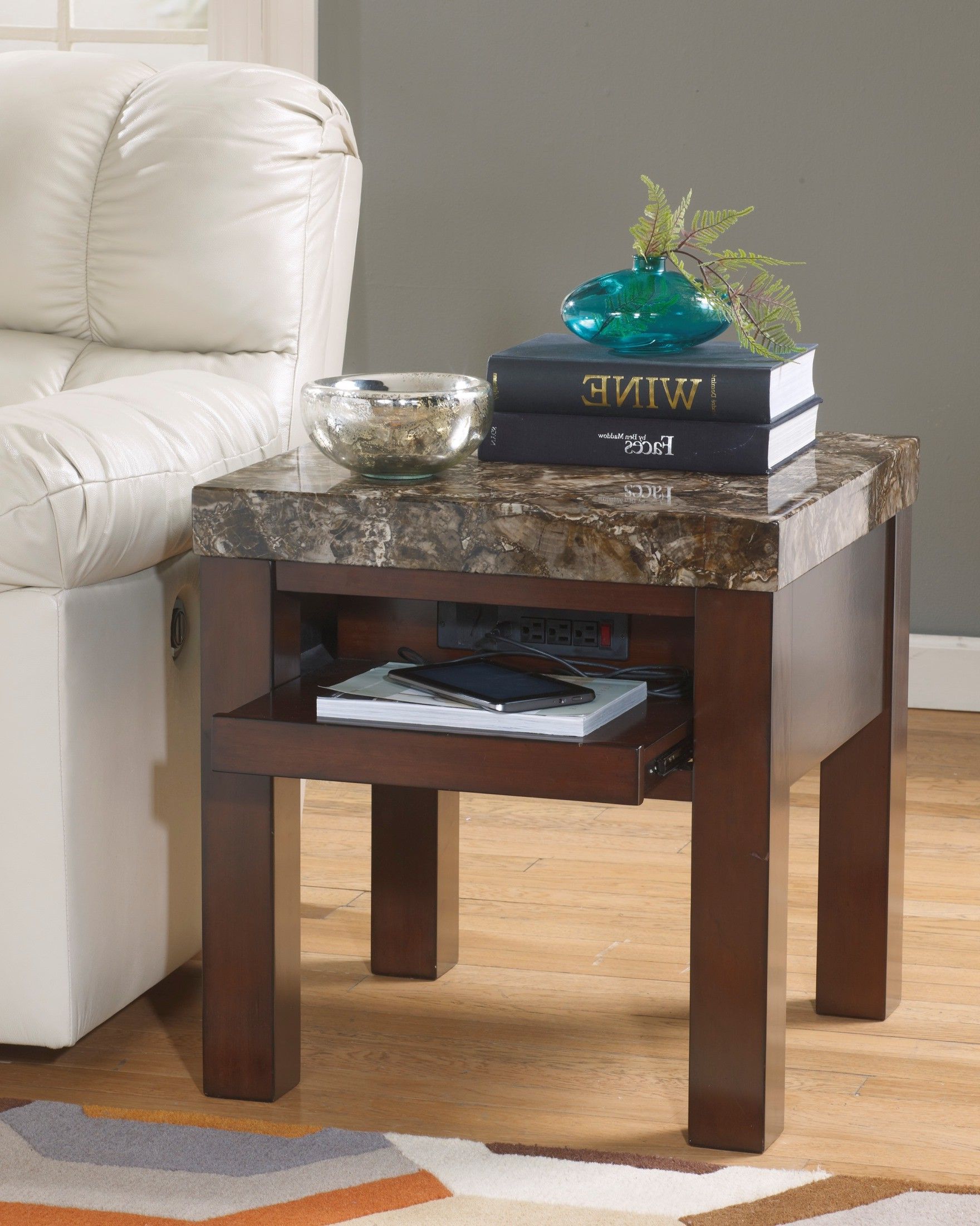 Widely Used Square Modern Accent Tables Regarding Kraleene Square End Table From Ashley (t687 2) (View 2 of 20)