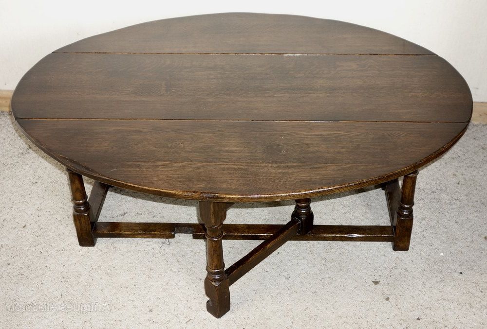 Widely Used Vintage Gray Oak Coffee Tables Regarding Antiques Atlas – Large Drop Leaf Oval Oak Coffee Table (Gallery 16 of 20)