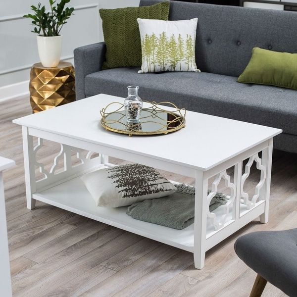 Widely Used White Triangular Coffee Tables With Shop White Quatrefoil Coffee Table With Solid Birch Wood (View 15 of 20)