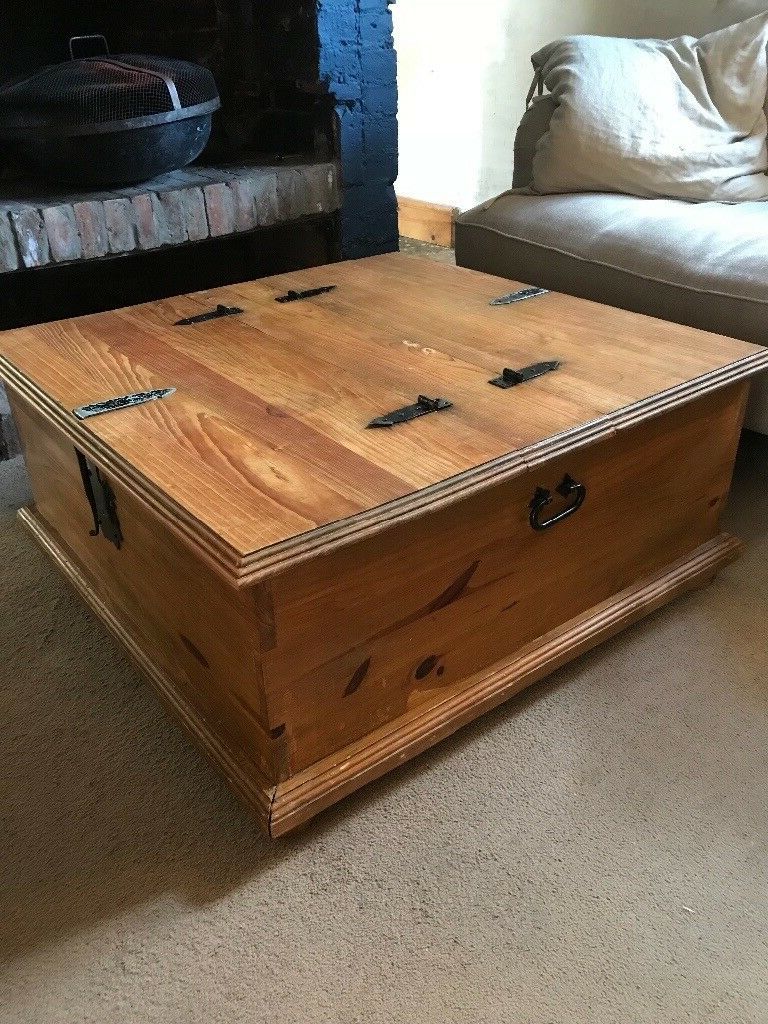Wooden Coffee Table Square Large Storage Box (View 13 of 20)