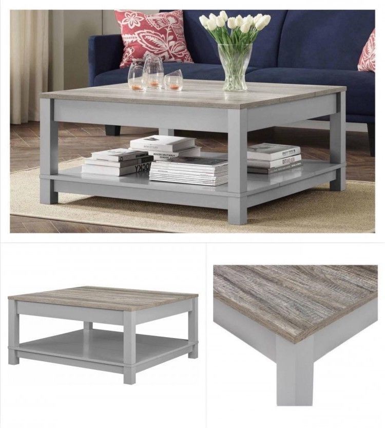 Wooden Coffee Table Square Rustic Oak Wood Living Room In Most Recent Smoke Gray Wood Square Coffee Tables (Gallery 6 of 20)