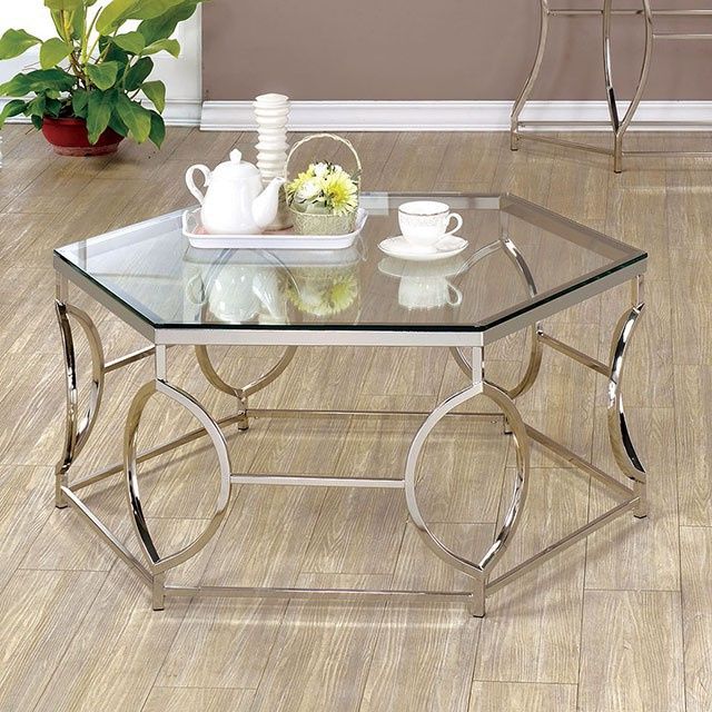 Zola Chrome Metal/tempered Glass Coffee Tablefurniture Within Well Liked Geometric Glass Modern Coffee Tables (View 8 of 20)