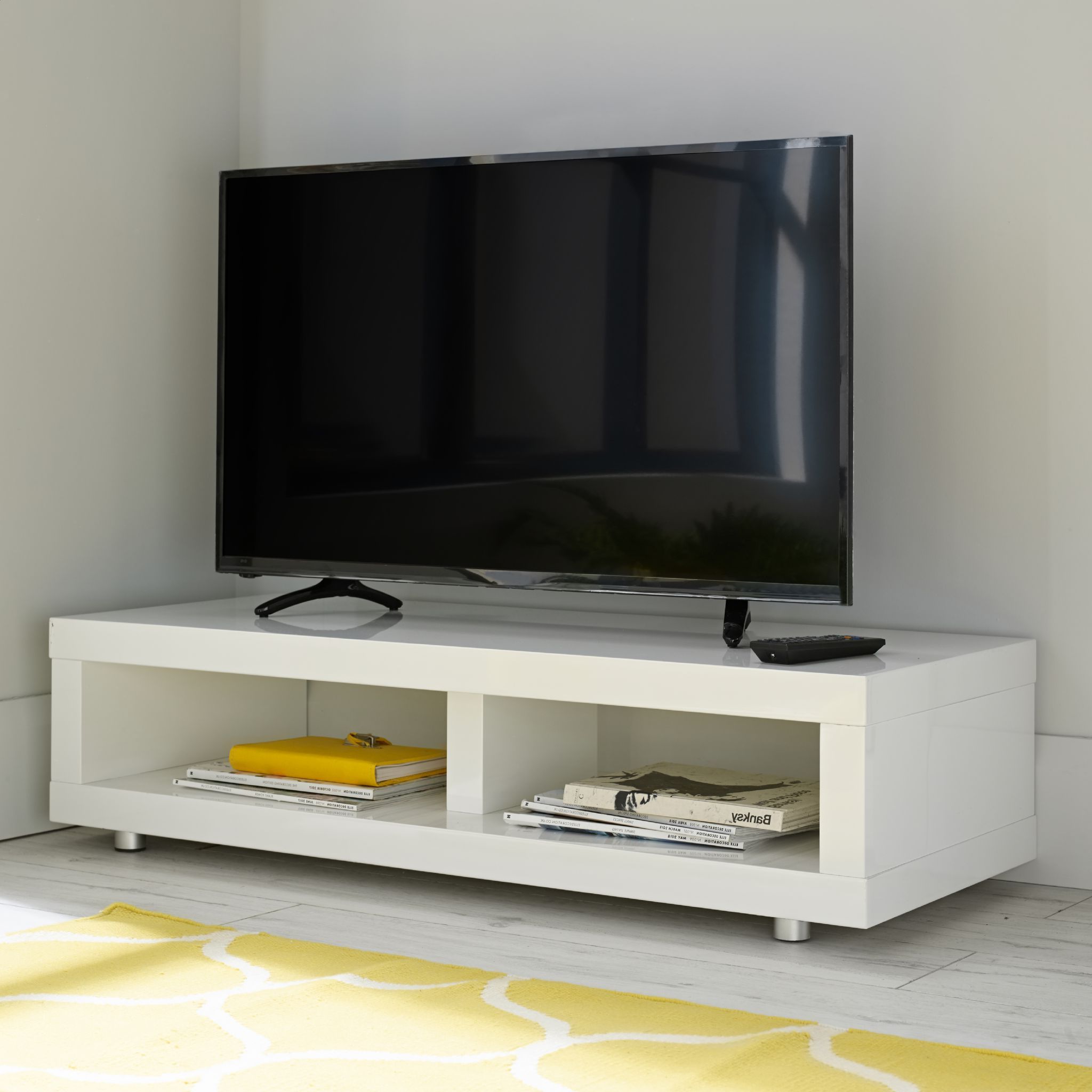 High Gloss Contemporary White Tv Television Stand Unit Cabinet Pertaining To Tv Stands (View 7 of 21)