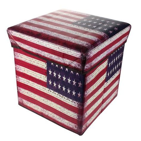 1 Cubic Foot Foldable Storage Ottoman With Retro Printed Stars And Within Stripe Black And White Square Cube Ottomans (Gallery 20 of 20)