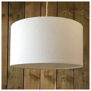 100% White Linen Fabric Drum Light Shade & Diffuser / Modern Ceiling With Regard To Light Natural Drum Console Tables (View 3 of 20)