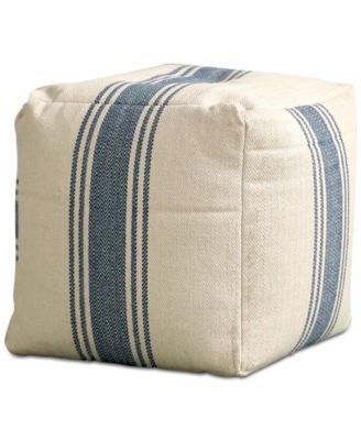 16'' Square Pouf With Stripes | Macys (blue And White Grange Pouf Pertaining To Charcoal And White Wool Pouf Ottomans (View 5 of 20)