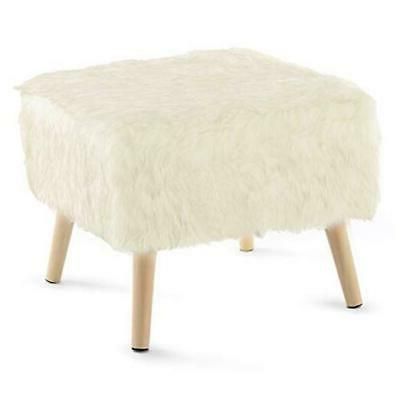 17" Square Ottoman | Super Soft Decorative Off White Faux Fur Foot 17 Within White Faux Fur Round Ottomans (View 9 of 20)
