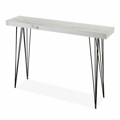 17 Stories Console Table – White Marble/black | Ebay With Regard To White Marble And Gold Console Tables (View 2 of 20)
