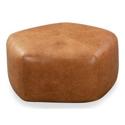 17 Stories Rowley Leather Pouf Upholstery Colour: Cognac Tan In 2020 Pertaining To Weathered Gold Leather Hide Pouf Ottomans (View 1 of 20)