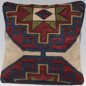 18"x18" Decorative Pillow Cover Turkish Multi Colored Square Wool Area Regarding Multi Color Fabric Square Ottomans (Gallery 19 of 20)