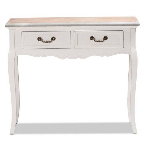 2 Drawer Capucine Two Tone Natural Whitewashed Oak And Finished Wood With Regard To Natural Wood Console Tables (View 9 of 20)