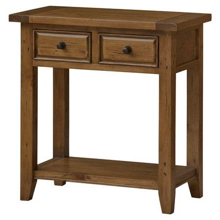 2 Drawer Solid Wood Console Table In Antique Pine With An Open Bottom Within Rustic Walnut Wood Console Tables (View 2 of 20)