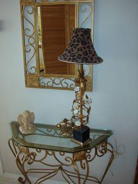 2 Piece Wrought Iron Hall Console Table And Matching Mirror. For Sale With Antique Gold And Glass Console Tables (Gallery 20 of 20)