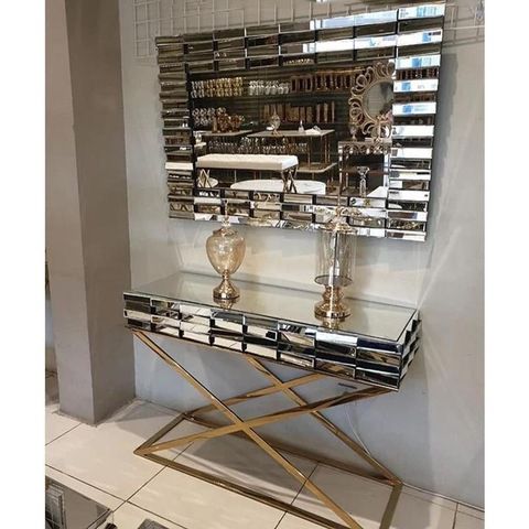 2020 Mirrored Cc Console Table Crushed Diamond Hallway Table For Home Throughout Mirrored And Chrome Modern Console Tables (View 17 of 20)