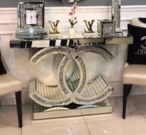 2020 Mirrored Cc Console Table Crushed Diamond Hallway Table For Home Within Mirrored And Silver Console Tables (View 8 of 20)