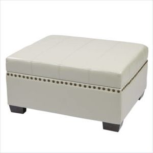 25 White Leather Ottomans (square & Rectangle) Within White Leather Ottomans (View 3 of 20)