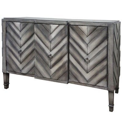 3 Door Chevron Console Table Modern Gray – Stylecraft | Reclaimed Wood Intended For Gray And Black Console Tables (View 16 of 20)