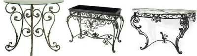 3 Wrought Iron Console Tables W/marble,wood & Glass Tops#console/entry Regarding Wrought Iron Console Tables (View 18 of 20)