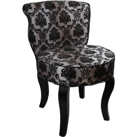 31" French Black And Grey Damask Accent Chair – Walmart | Accent Regarding Smoke Gray Wood Accent Stools (View 7 of 20)