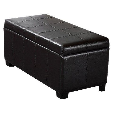 36" Lancaster Storage Ottoman Bench Tanners Brown Faux Leather Throughout Brown Faux Leather Tufted Round Wood Ottomans (View 11 of 20)