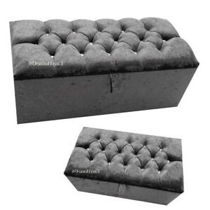 40 Inch Large Ottoman Storage Blanket Toy Box Chesterfield Grey Crushed Pertaining To Silver Chevron Velvet Fabric Ottomans (View 16 of 20)