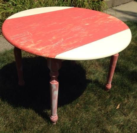 40" Round, Drop Leaf Solid Wood Table. Drop Leaves Painted Bluff (View 4 of 20)
