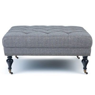 42" Marcel Large Square Coffee Table Ottoman Pebble Gray Tweed Fabric Regarding White Wool Square Pouf Ottomans (View 15 of 20)