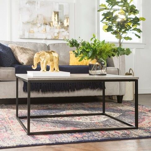 42" Mixed Material Coffee Table Dark Concrete – Saracina Home – House With Modern Concrete Console Tables (View 6 of 20)