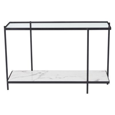 46" Modern Faux Marble Console Table Matte Black – Zm Home | Marble Throughout Black And White Console Tables (Gallery 19 of 20)