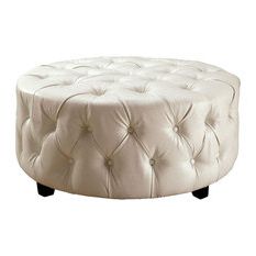 50 Most Popular Cream Leather Tufted Ottomans For 2020 | Houzz Intended For Weathered Silver Leather Hide Pouf Ottomans (View 8 of 20)