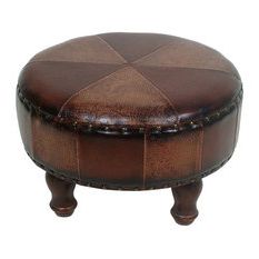 50 Most Popular Round Leather Ottoman For 2020 | Houzz Regarding Brown Leather Hide Round Ottomans (View 6 of 20)