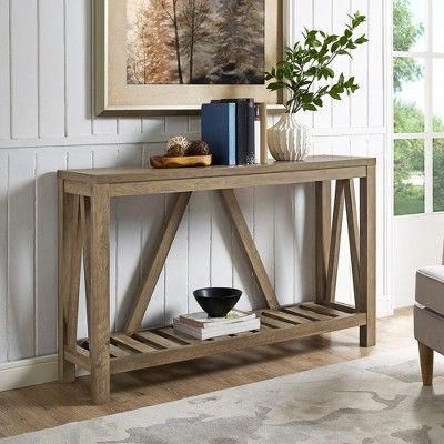 52 A Frame Rustic Entry Console Table Rustic Oak – Saracina Home # With Regard To Rustic Oak And Black Console Tables (View 13 of 20)